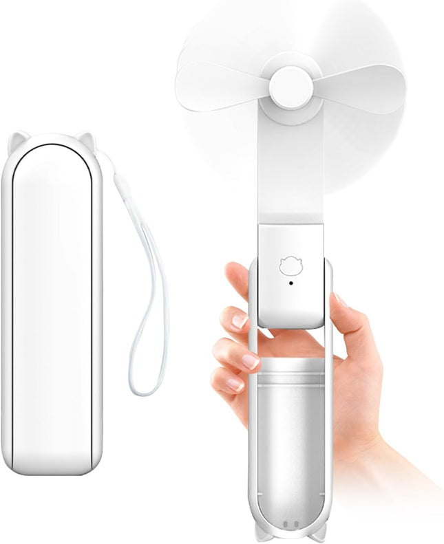 Mini Handheld Fan,3000Mah Small Battery Operated Fan,Portable Quiet Fan,Usb Rechargeable Pocket Fan,3 In 1 Hand Fan With Power