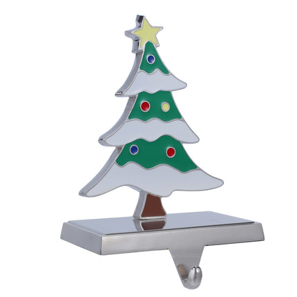 Baseo Stocking Holders Set of 4 Metal Christmas Stocking Hangers for Fireplace-Xmas Deer Snowman Tree Santa Stocking Holder for Mantel-Mantel Hooks/Clips for Stocking Fireplace Topper