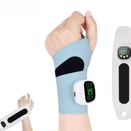 Aocesk Wrist Massager with Heat, Cordless Electric Hand Wrap with 10 Modes & 29 Intensity Levels, Ergonomic 360° Support for Joint Discomfort & Typing Fatigue (Blue)