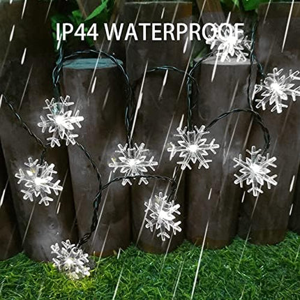 Dazzle Bright 100 LED Solar Christmas Snowflake Lights Outdoor, 39 FT Solar Powered Snowflake String Lights Waterproof for Xmas Tree, Holiday, Wedding Party, Patio Decorations (White)