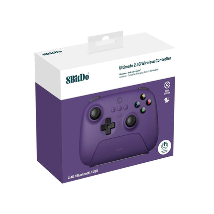8Bitdo Ultimate 2.4G Wireless Controller, Hall Effect Joystick Update, Gaming Controller with Charging Dock for PC, Android, Steam Deck & Apple, Purple