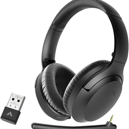 Avantree Aria 90B Bluetooth 5.0 Noise Cancelling Headphones with Microphone & USB Adapter for PC Computer Laptop Mobile Phones, 35Hrs Comfortable Wireless Headset for Music & Calls, Work from Home