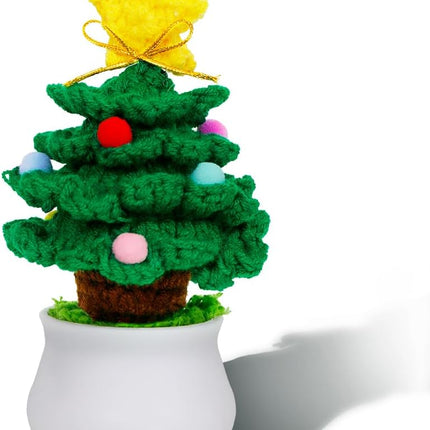 Crochet Christmas Tree Potted Plant: : Knitted Christmas Tree for Family Friends Classroom Home Office Decor (Dark Green)