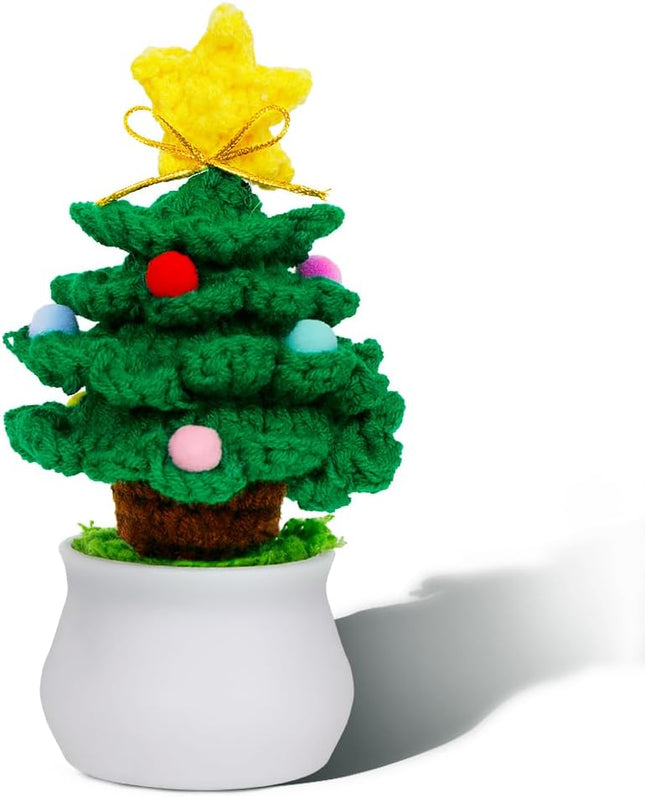 Crochet Christmas Tree Potted Plant: : Knitted Christmas Tree for Family Friends Classroom Home Office Decor (Dark Green)