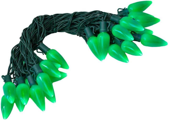 Novelty Lights 25FT C9 LED Ceramic Christmas Lights (25 Bulbs) Novelty Lighting, C9 Christmas Lights Outdoor (Green)