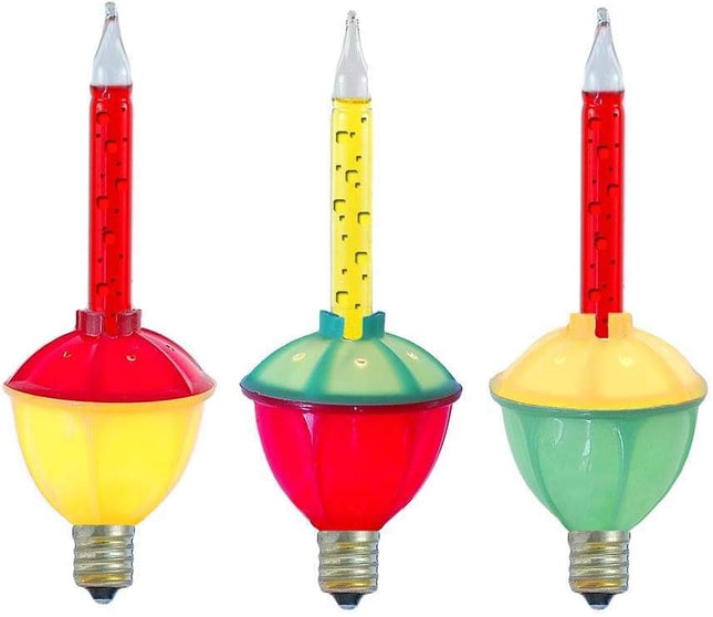Novelty Lights Traditional Christmas Bubble Light Replacement Pack - Indoor Light Replacement Set for Christmas, Holidays, and More - C7/E12 Candelabra Base 5 Watt Light (Red and Yellow, 3 Pack)