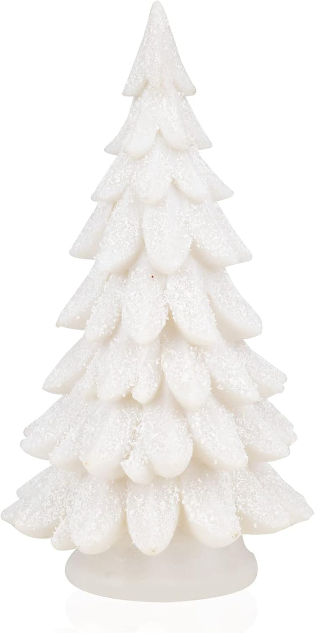 Bdor White Christmas Tree, 11inchs Table Top Christmas Trees, Exquisite Resin Christmas Ornaments with Lights & Snowflake, Christmas Decorations for Home/Room, for/Men/Women.