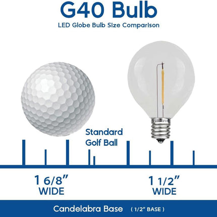 Novelty Lights 25 Pack G40 Frosted White Outdoor Globe Bulbs, Light Bulbs Glass Incandescent Bulbs With 3000 Hour Lifespan, Globe String Lights Replacement Bulbs