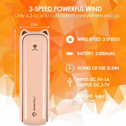 Handheld Fan, 3 In 1 Portable Personal Fans With Power BankFlashlight, Mini Foldable Pocket Desk Fan, Usb Rechargeable Battery