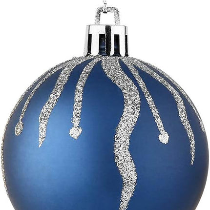 Sattiyrch Christmas Ball Ornaments 30ct, 60mm/2.36" Blue and Silver Shatterproof Plastic Decorative Xmas Balls Ornaments Set (Blue and Silver)