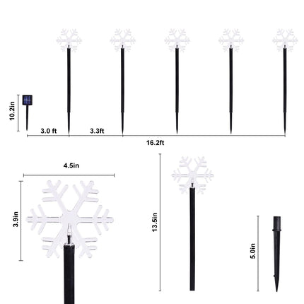 Solar Christmas Pathway Lights, 5 Pack Solar Snowflake Lights with Stake Outdoor Waterproof Landscape Lights Christmas Decorative Lights for Garden Yard Street Park Christmas Wedding