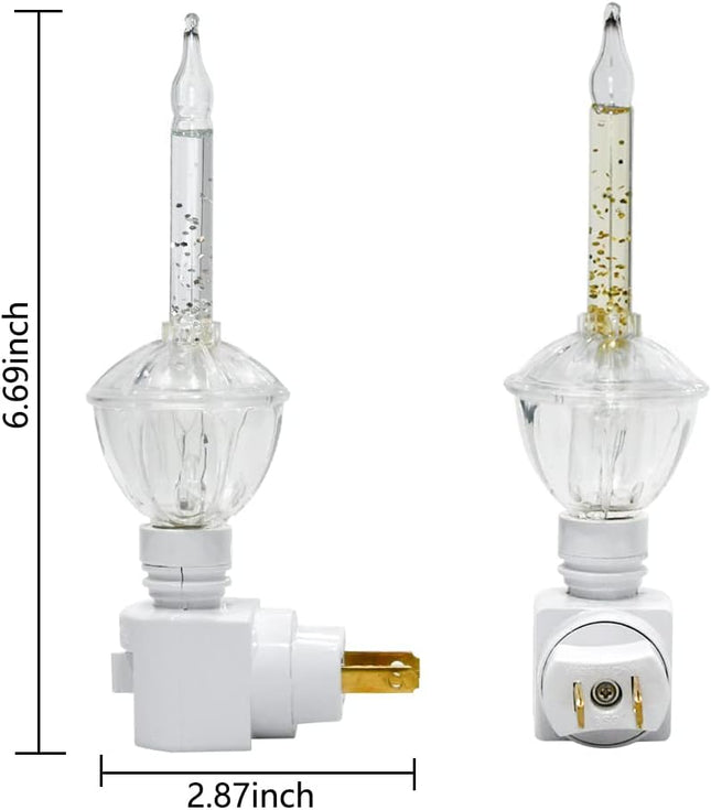 Abeja 1 Pack Silver Bubble Light Night Lights for Christmas Decor with 2 Vintage Bubble Light Bulbs(1 Spare) 5w Incandescent Bulb 120v Fits C7/ E12 Candelabra Base Swivel Plug-in Base
