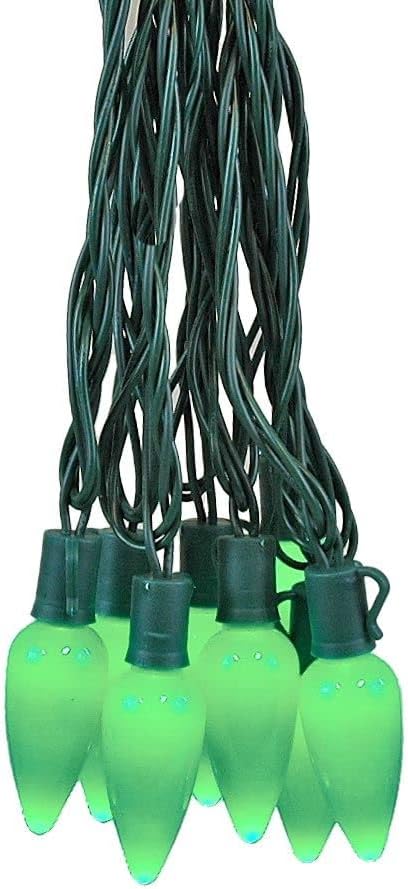 Novelty Lights 25FT C9 LED Ceramic Christmas Lights (25 Bulbs) Novelty Lighting, C9 Christmas Lights Outdoor (Green)
