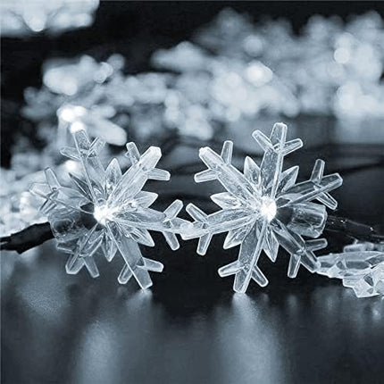 Dazzle Bright 100 LED Solar Christmas Snowflake Lights Outdoor, 39 FT Solar Powered Snowflake String Lights Waterproof for Xmas Tree, Holiday, Wedding Party, Patio Decorations (White)