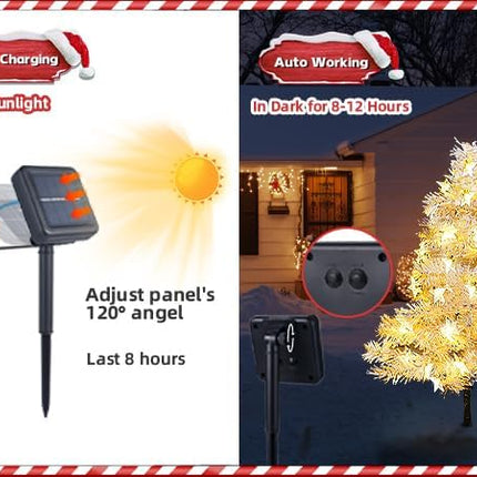 4 Pack 2.2FT Solar Christmas Tree Lights Decorations Outdoor, 8 Modes Christmas Pathway Lights with 80 Star LED Lights,Waterproof Christmas Pathway Lights for Patio Garden Lawn Holiday Decor, White