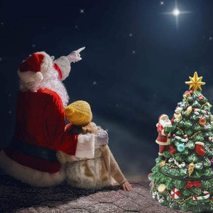 Lightahead Musical Revolving Christmas Tree with Santa Claus and Christmas Music Playing in Poly Resin