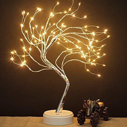 20" LED Firefly Tree Lights Bonsai - Bedroom, Desk Top, Table Lamp Decoration USB/Battery Operated Touch Switch DIY Adjustable Branches Home Party Holiday Warm Lighting