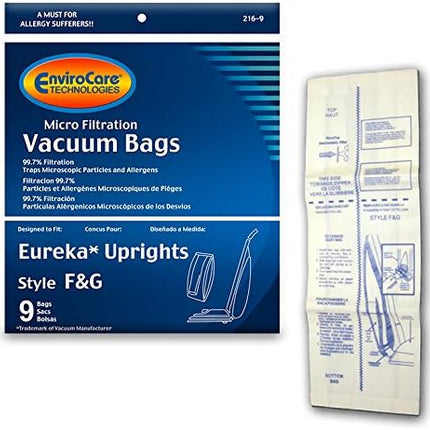 Envirocare Micro Filtration Vacuum Bags Made To Fit Eureka F&G Sanitaire, Kenmore 5062, White Westinghouse, Koblenz, Singer Sub1, Commercial 9 Pack