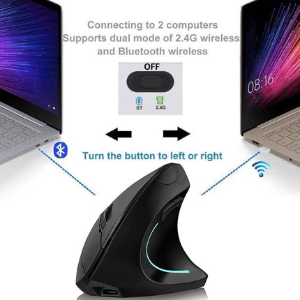 Vertical Mouse, Right Handed 2.4GHz Wireless Ergonomic Rechargeable Vertical Mouse with 4 Adjustable DPI 800/1200/1600/2400, 6 Buttons,Compatible with PC, Desktop,Mac (Black)…