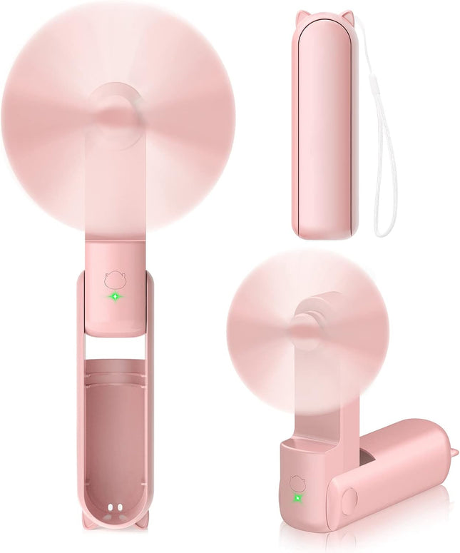Handheld Mini Fan, Portable Foldable Fan With Usb Rechargeable, Small Pocket Fan, Battery Operated 1214 Hours For Women Men Commu