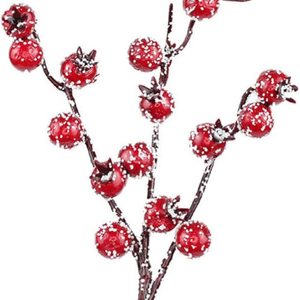 Amosfun 10 Pcs Artificial Berry Picks Christmas Frosted Holly Berry Stems Red Berry Branches for Christmas Tree Table Centerpieces Holiday Crafts DIY Ornaments