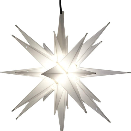 Elf Logic 12" Bright White LED Moravian Star Tree Topper - Hanging Outdoor/Indoor Christmas Tree Star Topper Light - Use as Holiday Decoration, Porch Light, Wedding and Ballroom Venue Decor