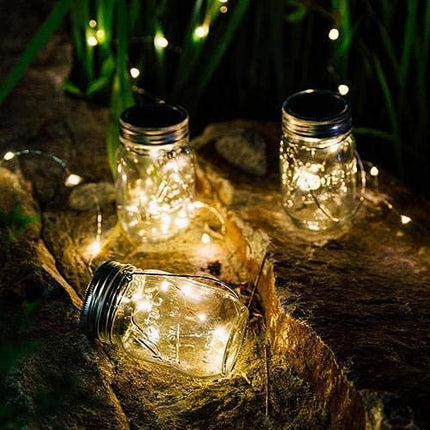 ANGMLN Solar Mason Jar Lights Lids, 10 Pack 30 LED Solar Fairy Lights for Regular Mouth Mason Jars, Outdoor Hanging Mason Jar Lights for Garden Yard Decor, Wedding Christmas s (Jars Not Included)