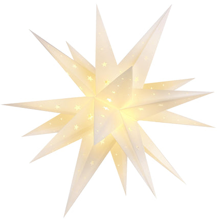 23" Moravian Star Outdoor Light, Waterproof 3D Christmas Tree Topper Lamp with Timer Function, White Led Hanging Star Lantern for Holiday Porch Room Party Decoration(Plug in)