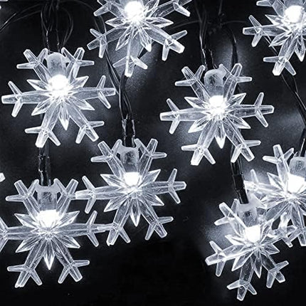 Dazzle Bright 100 LED Solar Christmas Snowflake Lights Outdoor, 39 FT Solar Powered Snowflake String Lights Waterproof for Xmas Tree, Holiday, Wedding Party, Patio Decorations (White)