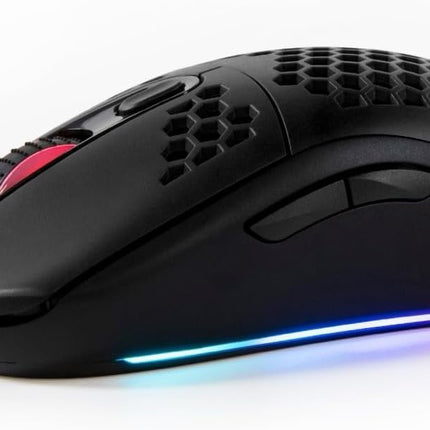 Arozzi Favo Ultra Lightweight Customizable RGB Gaming Mouse with Honeycomb Pattern Pixart 3389 Sensor and Omron 20M Switches - Black
