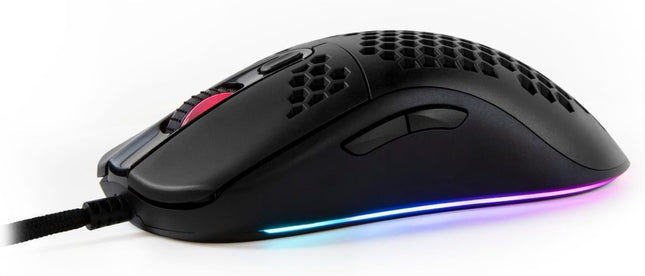 Arozzi Favo Ultra Lightweight Customizable RGB Gaming Mouse with Honeycomb Pattern Pixart 3389 Sensor and Omron 20M Switches - Black