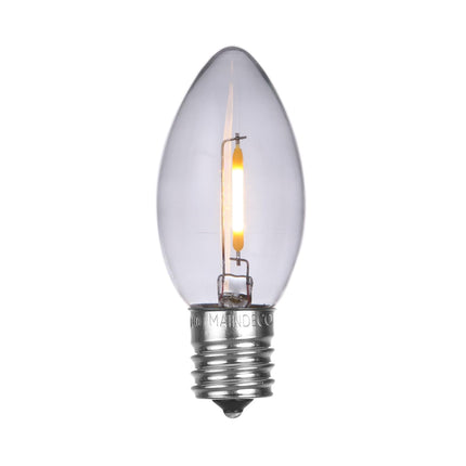 25 Pack C9 White Christmas Replacement Bulbs,E17 Screw Base, White Light,120V/ 0.6W Bulbs, Waterproof Glass LED Bulbs for Indoor Outdoor Xmas Holiday Decoration String Lights,Warm White