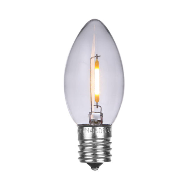 25 Pack C9 White Christmas Replacement Bulbs,E17 Screw Base, White Light,120V/ 0.6W Bulbs, Waterproof Glass LED Bulbs for Indoor Outdoor Xmas Holiday Decoration String Lights,Warm White