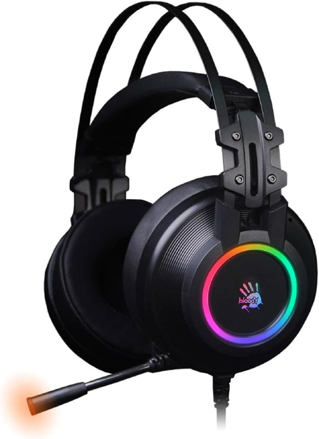 Bloody G528C Wired RGB Gaming Headset, 7.1 Virtual Surround Sound, Noise Cancelling Microphone with Braided USB Cable, On-Ear Volume Control for FPS MMO Games
