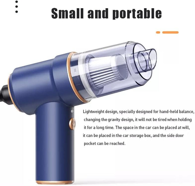 Uniqus Vacuum Handheld 6000Pa, Powerful Handheld Car Cordless Vacuum Cleaner, Portable Home Vacuum With Led Light 120W Rechargeable Power, Hepa Filter For Car, Office, Pet Blue