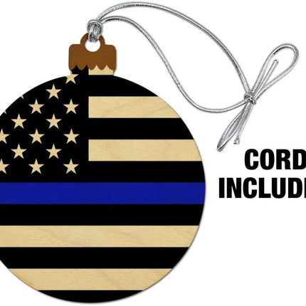 GRAPHICS & MORE Thin Blue Line American Flag Wood Christmas Tree Holiday Ornament