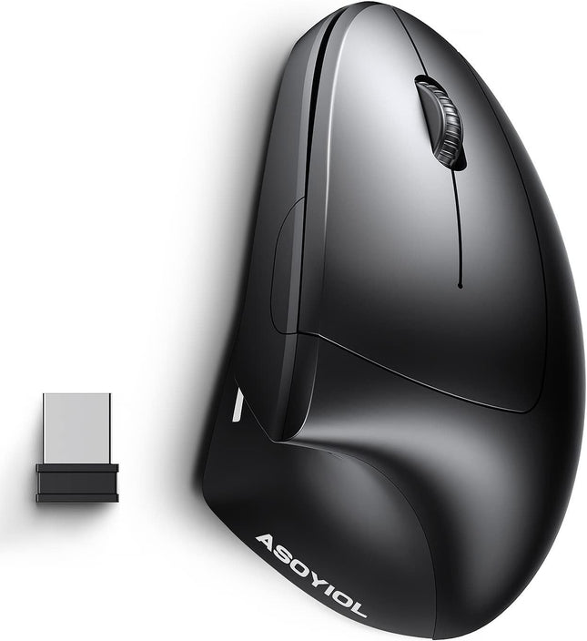 Ergonomic Mouse Wireless,Ergo Mouse Vertical Mouse 6 Buttons 3 Adjustable DPI 1000/1200/1600 Levels,Sideways Mouse Right Handed for PC Laptop（Battery Black