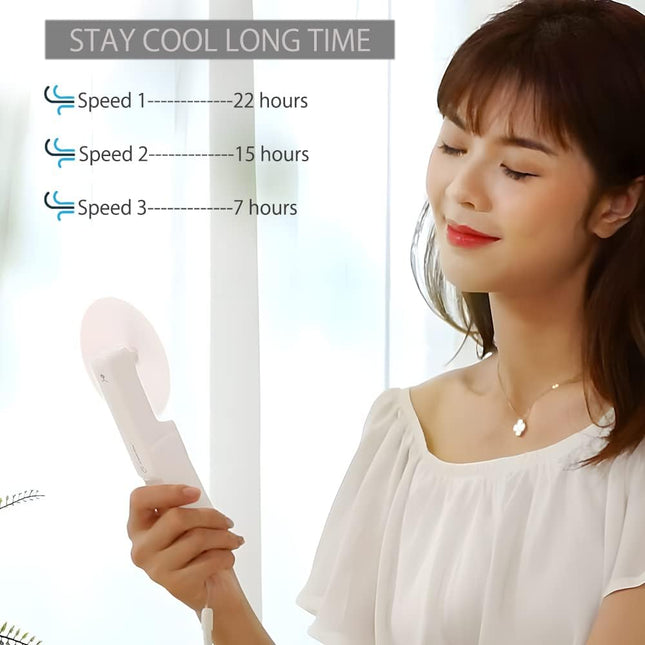 Mini Portable Fan Handheld Rechargeable Usb Fans 22 Hours Working 3Speed, Small Personal Battery Operated Travel Fan For Women