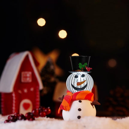 Christmas Snowman Solar Lanterns Outdoor Waterproof Hanging Solar Lantern Metal Decor Snowman Lantern Lamp with Glass Ball Solar Lights for Garden Yard Patio Decor(15.7” H 5.9” W)