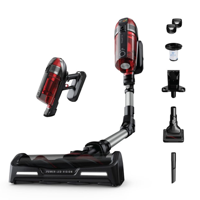 Rowenta, Cordless Vacuum Cleaner, Xforce Flex 12.60 Vacuum, 30.4 Oz Xl Dust Container, Flex Technology, Automatic Floor Detection, 45Min Run Time, 3Hr Charging Time, For Pet, 150 Air Watts, Red