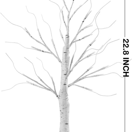 Jcocylse 22.8" Lighted Birch Tree for Christmas Decor, Artificial Christmas Tree with 24 LED Lights,Tabletop Tree Lamp with Lights for Christmas Decorations Indoor Home Bedroom Party