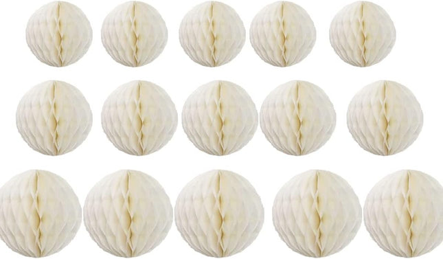 15pcs Honeycomb Balls Decorations 4'' 6'' 8'' Party Honeycomb Ball Flower Tissue Pom Poms Flower Ball Hanging Flower Balls for Baby Shower Birthday Wedding Nursery Decor(4'' 6'' 8'' Beige)
