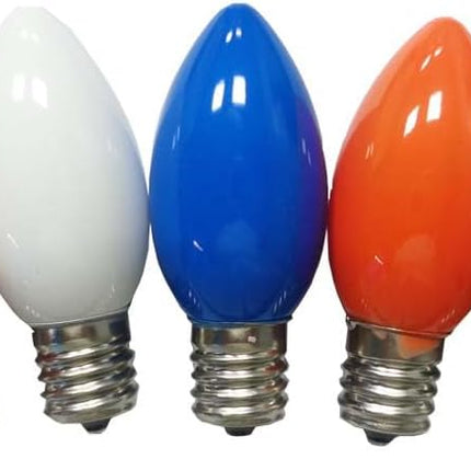 25 Pack Multicolor C7 Led Christmas Light Bulbs, C7 Replacement Bulbs for Christmas Outdoor String Lights, E12 Base LED Bulbs, 0.6W Ceramic Led Night Light Bulb, 2700K Warm White -Multicolor