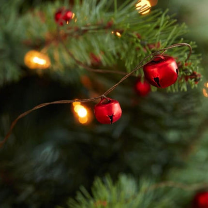 Melrose Red Miniature Metal Sleigh Bells Christmas Garland String 10 Feet Long Décor