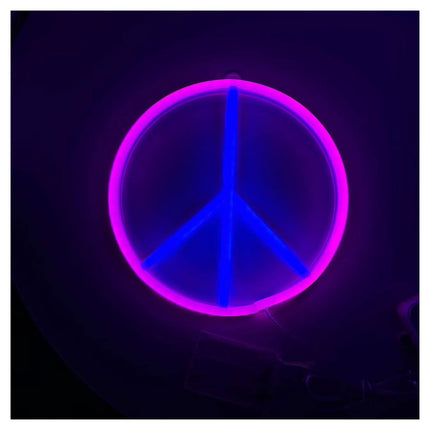 JMG Peace Symbol Neon Sign, Neon Lights LED Home Wall Decoration by USB Powered for Kid Room, Aesthetic Room Decor, Christmas, Birthday Party, 9Inch,Blue+pink