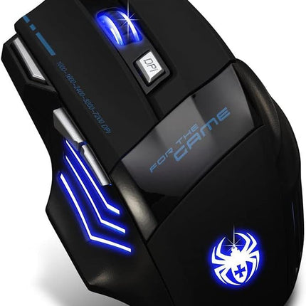 Zelotes Ergonomic 7200 DPI LED Optical Wired Gaming Mouse Mice 7 Buttons Compatible Mac Pro Gamer PC Laptop Desktop Notebook-Black Black(T80)