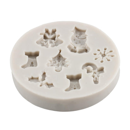 Christmas Silicone Molds Snowflake Molds Mini Xmas Fondant Chocolate Candy Molds Christmas Snowman Tree Snowflake Deer Baking Molds For Cake Decoration Topper Polymer Clay Gum Paste Set Of 5