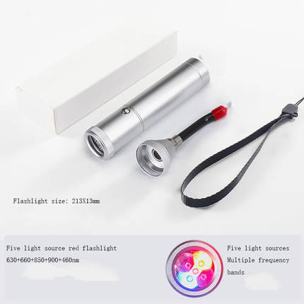 E-commerce Red Light Flashlight with Five Light Sources, Nose and Ear Canal Relief, Light Guide Rod, LED Infrared Lamp, Battery