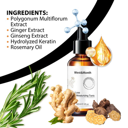 West&Month Hair Loss Plant Moisturizing Tonic, Repair Strong Moisturizing Roots Thick Supple Hair Care Essential Oil
