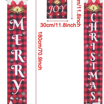 Merry Christmas Door Banners Porch Sign Hanging Banner Flag for Home Wall Indoor Outdoor Christmas Party Decorations (Style 1, 71 x 12 Inch)